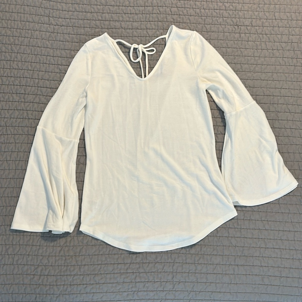 Loft Bell Sleeve Tie Back Shirt, XXS, EUC